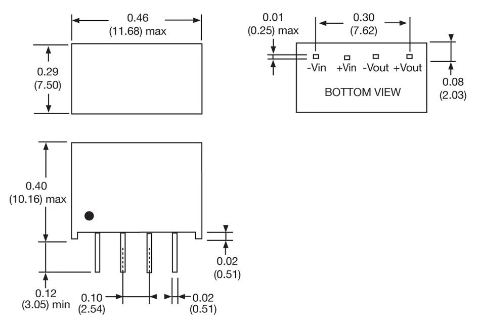 XP Power IL0509S Isolated Through Hole DC/DC Converter 1kV Isolation ITE 1:1 2 W 1 Output 9 V 222 mA - Image 2