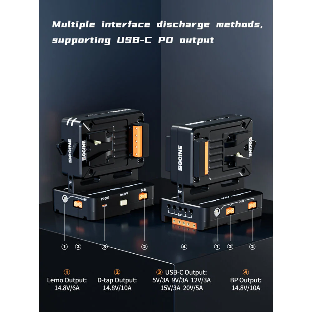 ZGCINE Cinema Set 1 with VM-HS2 Dual V-Mount Battery Adapter Plate and 2 x ZG-V99 Pro V-Mount Batteries - Image 5