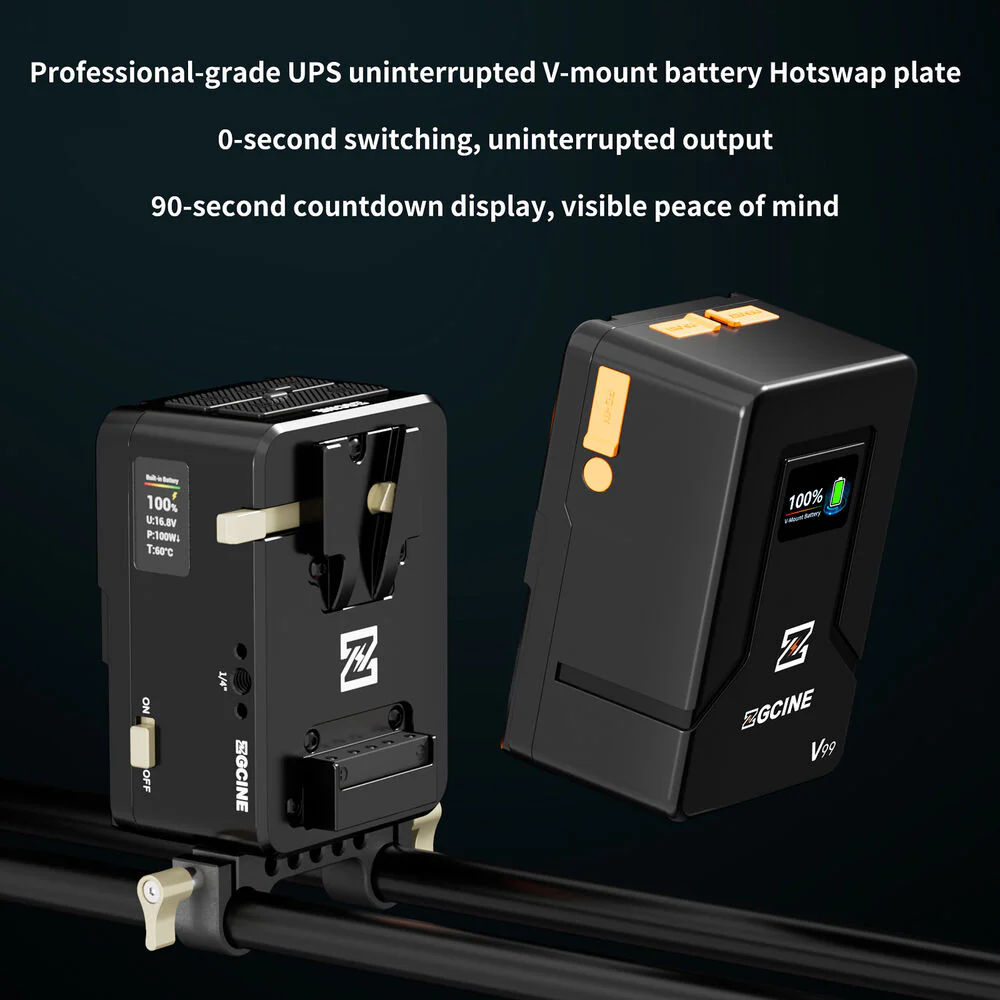 ZGCINE VM-HS1 Hot-Swap V-Mount Battery Plate (Black) - Image 2
